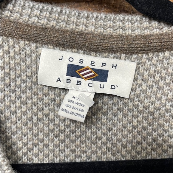 NWOT Joseph Abboud Wool Blend Textured Knit Sweater Men XL Taupe V-Neck Pullover - Picture 3 of 6